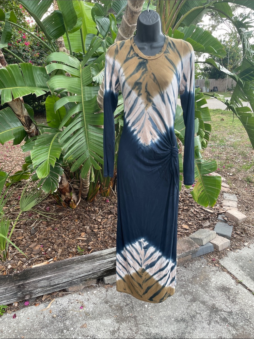 Young fabulous and broke tie-dye column dress with drop waste